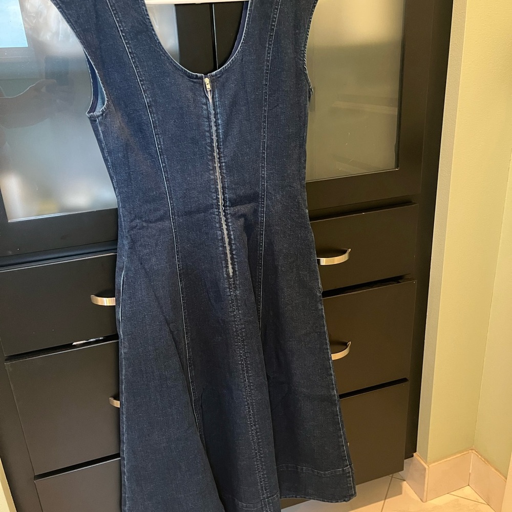Madewell Dark Indigo Denim Midi Dress - Picture 2 of 5